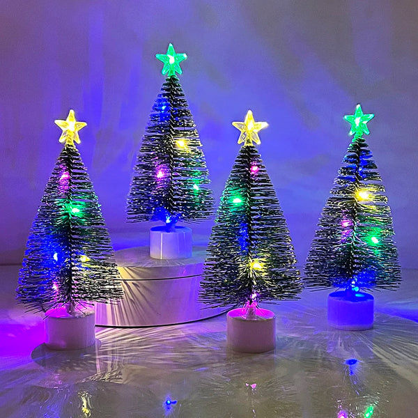 17cm led mini árvore de natal com luzes da corda multicoloridas natal ornamento de mesa presentes ano novo 2025 decoração de festa de natal