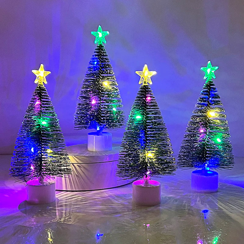 17cm led mini árvore de natal com luzes da corda multicoloridas natal ornamento de mesa presentes ano novo 2025 decoração de festa de natal