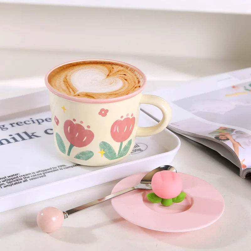 Caneca de Cerâmica com Design de Tulipa 300ml