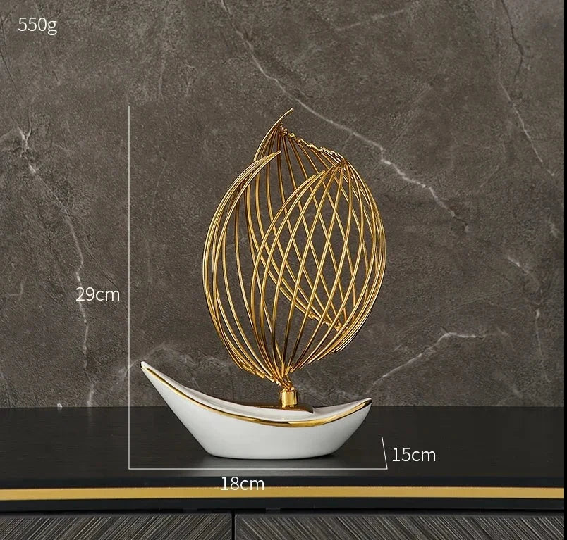 O Barco Escultura Moderna em Porcelana