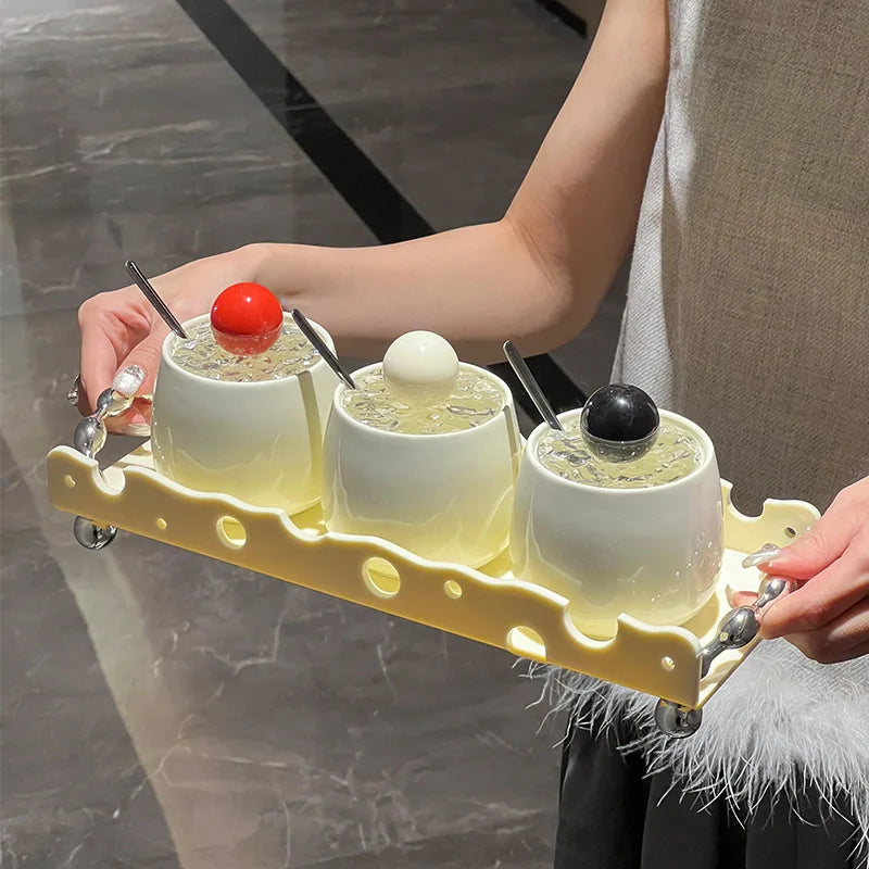 Conjunto Elegante de Frascos de Tempero em Cerâmica