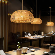 Luminária Pendente de Bambu Artesanal Trançada