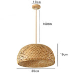 Lanterna de bambu 38cm luminária natural rattan vime e27 led lustres tecidos à mão abajures luminária pendurada