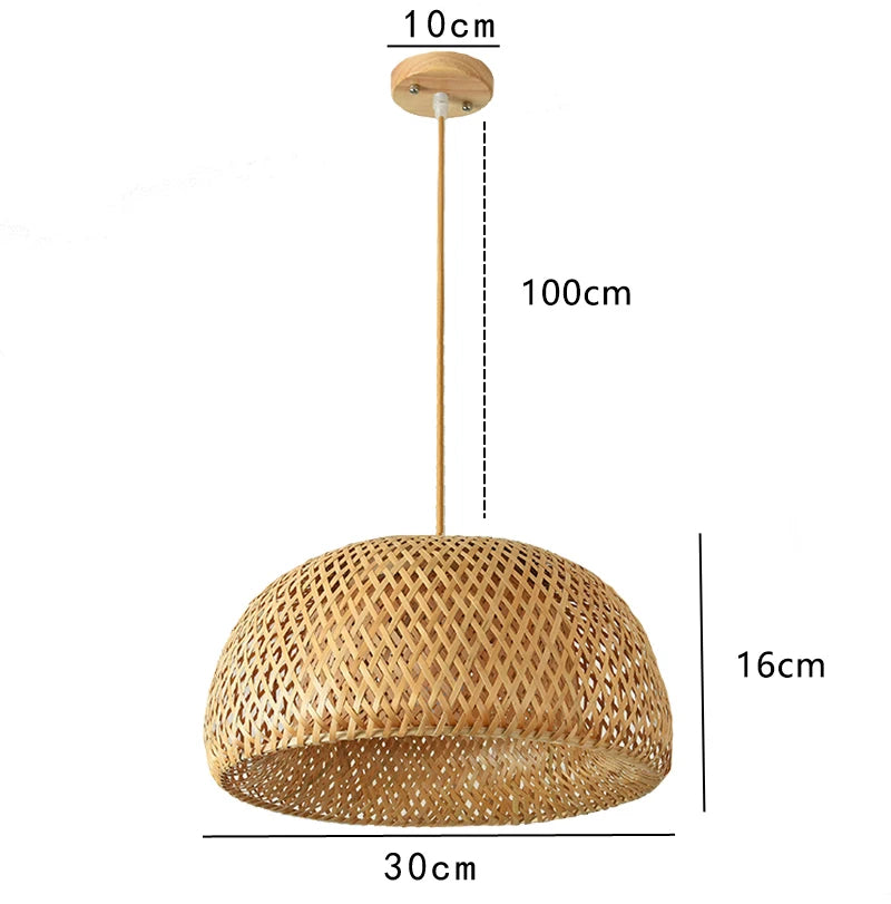 Lanterna de bambu 38cm luminária natural rattan vime e27 led lustres tecidos à mão abajures luminária pendurada