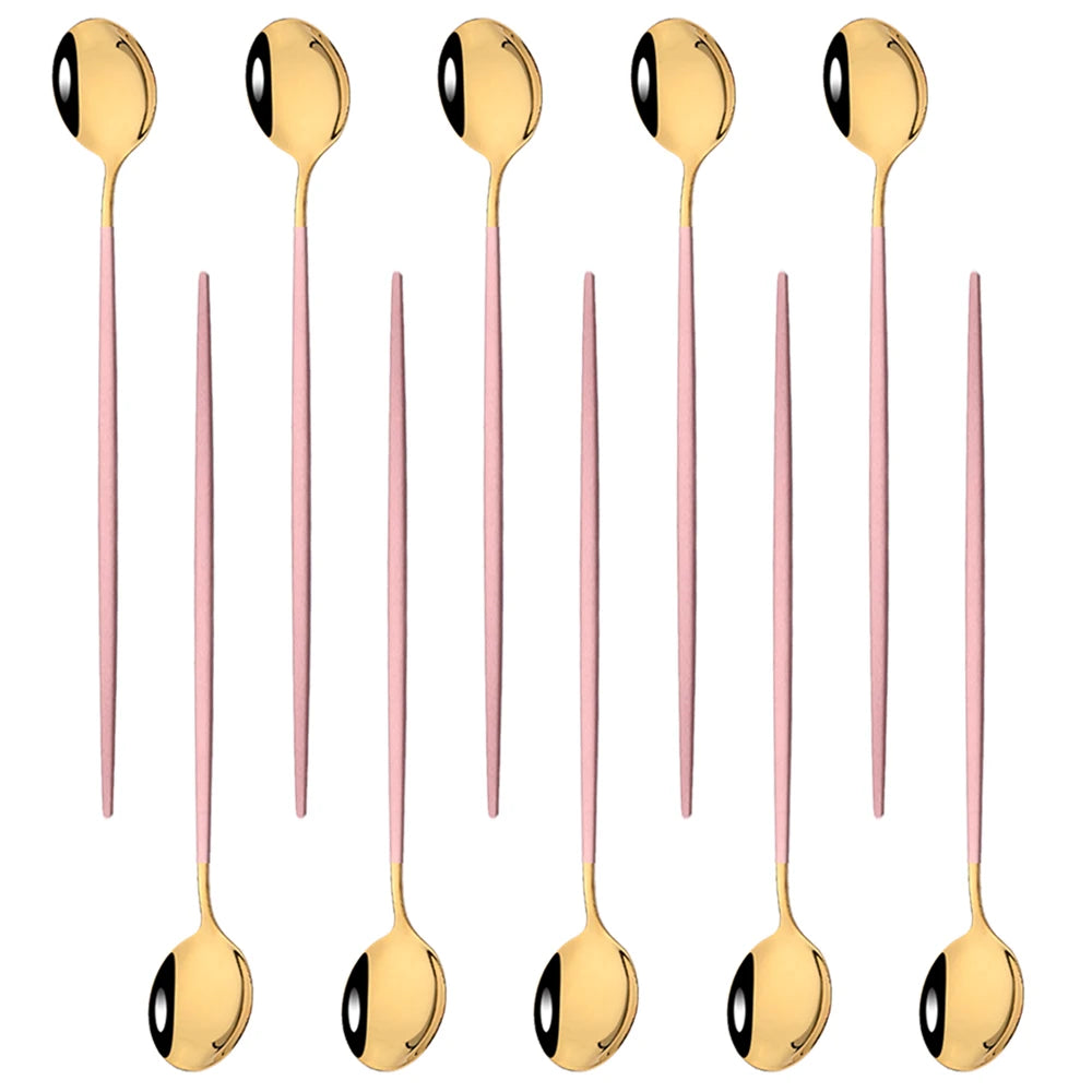 Kit Colheres de Aço Inox com Cabo Longo - 10pcs