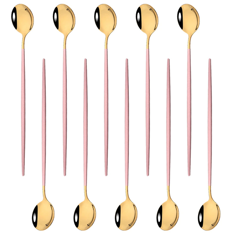 Kit Colheres de Aço Inox com Cabo Longo - 10pcs