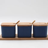 Conjunto Potes de Cerâmica e Madeira para Temperos - 2 ou 3pcs