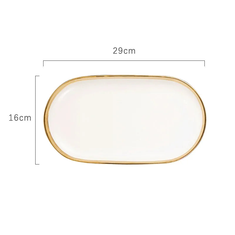 Pratos e Tigelas Branco Dourado em Porcelana - 6 Modelos