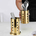 Porta Utensílios Gold em Inox