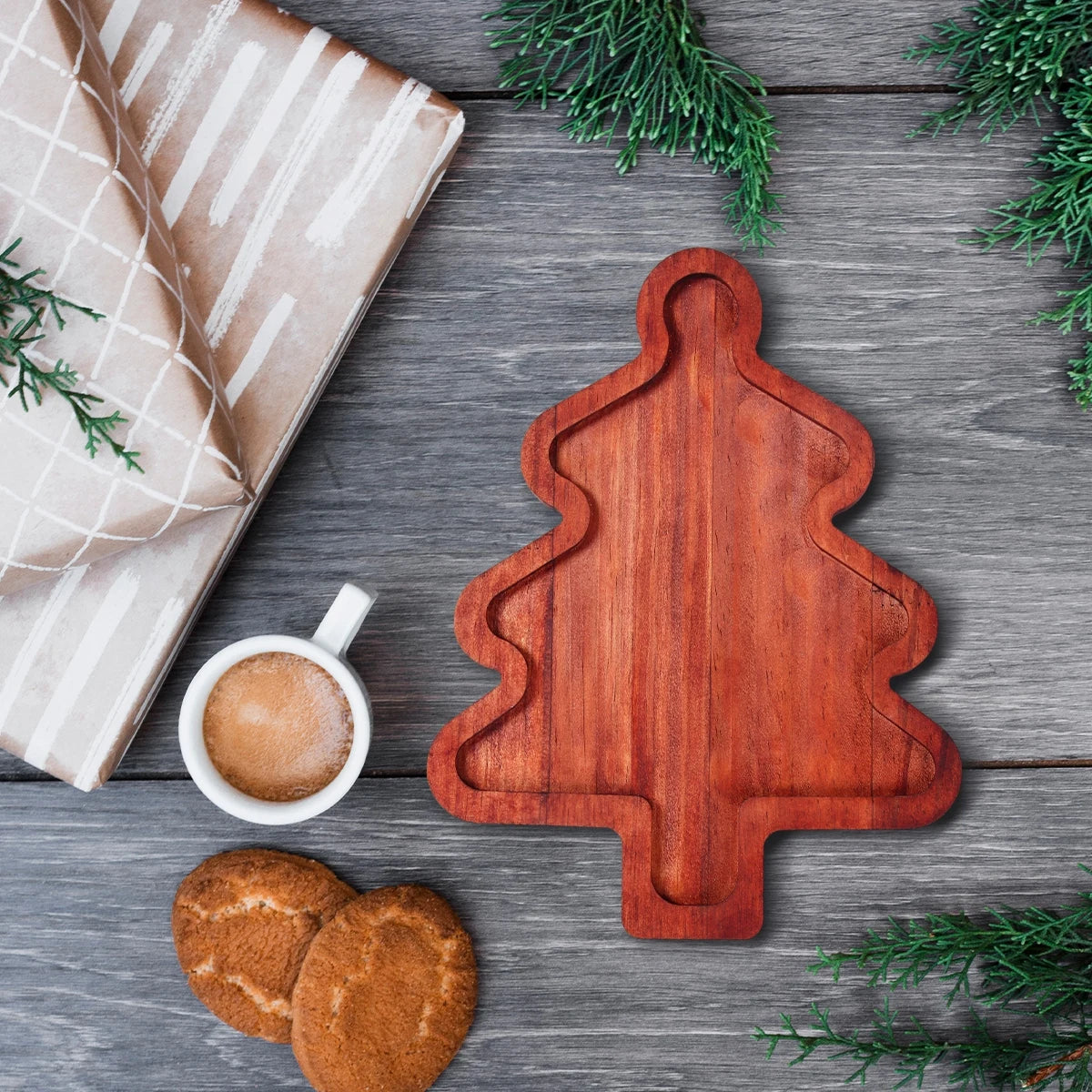 Bandeja Decorativa Natalina de Madeira