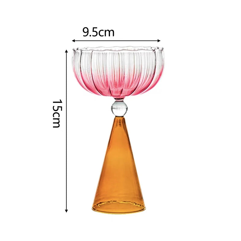 Taça de Vidro Colorido para Coquetéis e Sobremesas