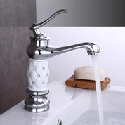 Torneira de Bacia Cromada Luxuosa com Cristais