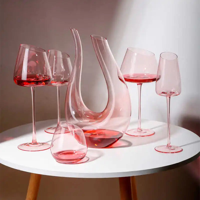 Copo e Taças Rosa de Cristal - Individual