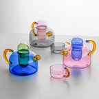 Linha Criativa Bules e Xícaras Multicor de Vidro Com Infusor de Chá