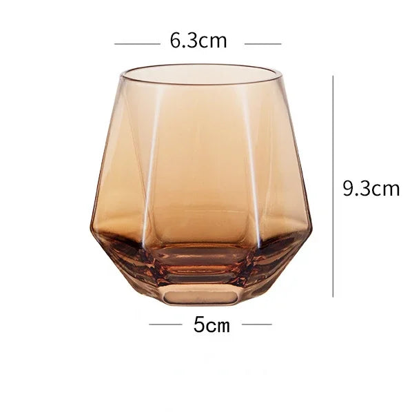 Copo Hexagonal de Vidro Colorido 320ml para Bebidas Nobres