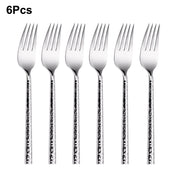 Talheres Prata Martelado em Inox - 6pcs