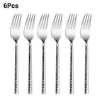 Talheres Prata Martelado em Inox - 6pcs