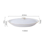 Travessa Oval de Cerâmica Luxo com Tampa e Acabamento Dourado Elegante