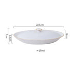 Travessa Oval de Cerâmica Luxo com Tampa e Acabamento Dourado Elegante