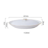 Travessa Oval de Cerâmica Luxo com Tampa e Acabamento Dourado Elegante