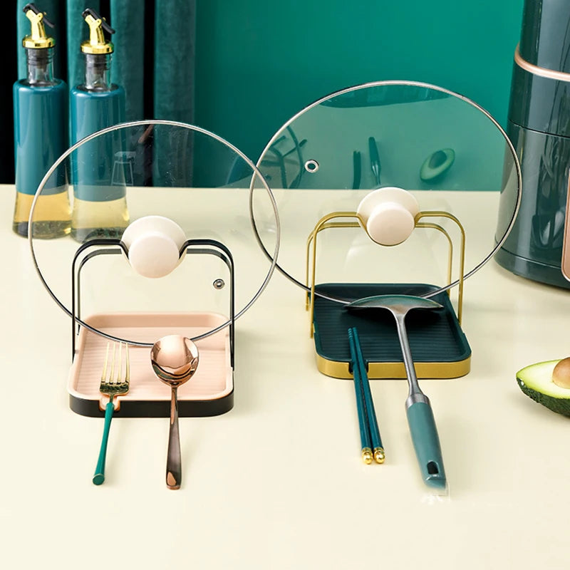 Suporte Elegante para Tampas e Utensílios de Cozinha