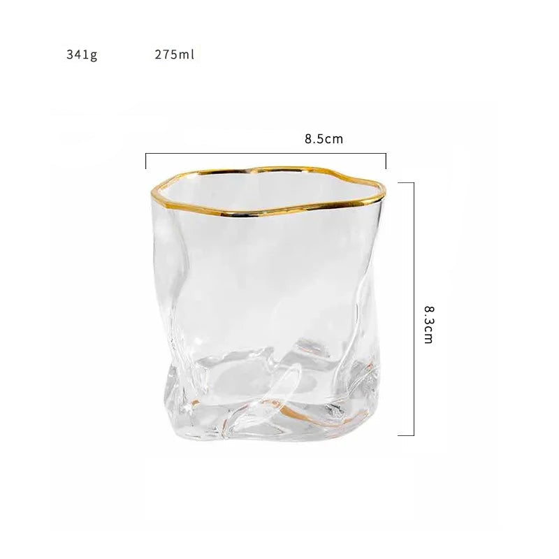 Borda dourada transparente Whisky Cup, Bar criativo, Japonês Vidro, Cerveja Cup, Celebridade Internet