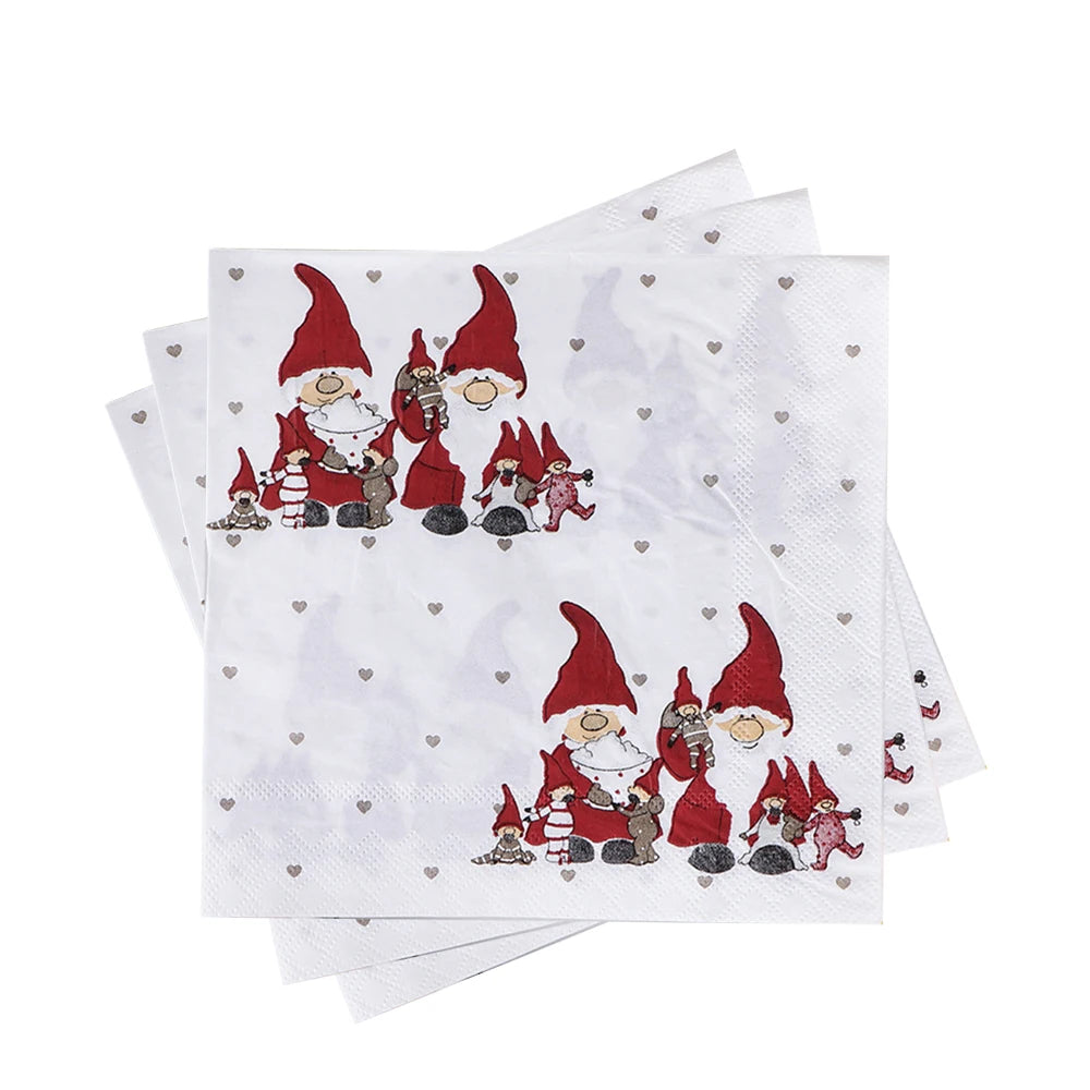 20-100 pces guardanapos de papel de natal boneco de neve santa elk guardanapos de cocktail descartáveis para decorações de festa de natal do feriado