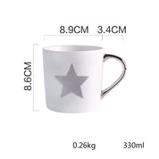 Caneca cerâmica pintada a ouro estilo nórdico, copo de água minimalista, copo de café caseiro, leite, copo casal, escritório, 330ml