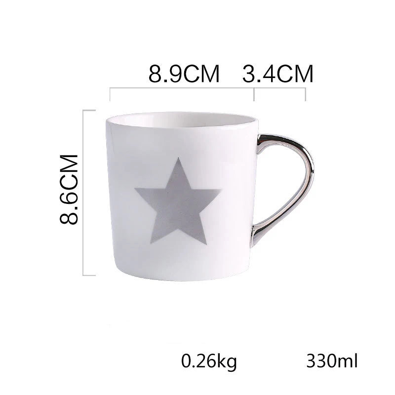 Caneca cerâmica pintada a ouro estilo nórdico, copo de água minimalista, copo de café caseiro, leite, copo casal, escritório, 330ml