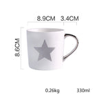 Caneca cerâmica pintada a ouro estilo nórdico, copo de água minimalista, copo de café caseiro, leite, copo casal, escritório, 330ml
