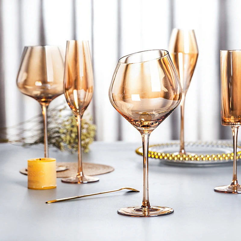 Cristal âmbar vinho tinto vidro Decanter, Borgonha Borgonha Borgonha Cálice, Taça De Degustação De Barriga Grande, Bar e Casa, Festa De Casamento, Copos