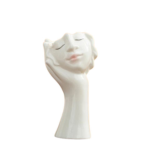 Escultura Rosto Feminino em Cerâmica