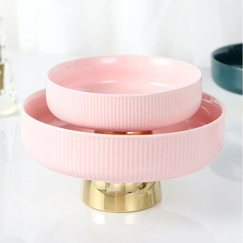 Tigela Luxe para Frutas em Cerâmica e Inox
