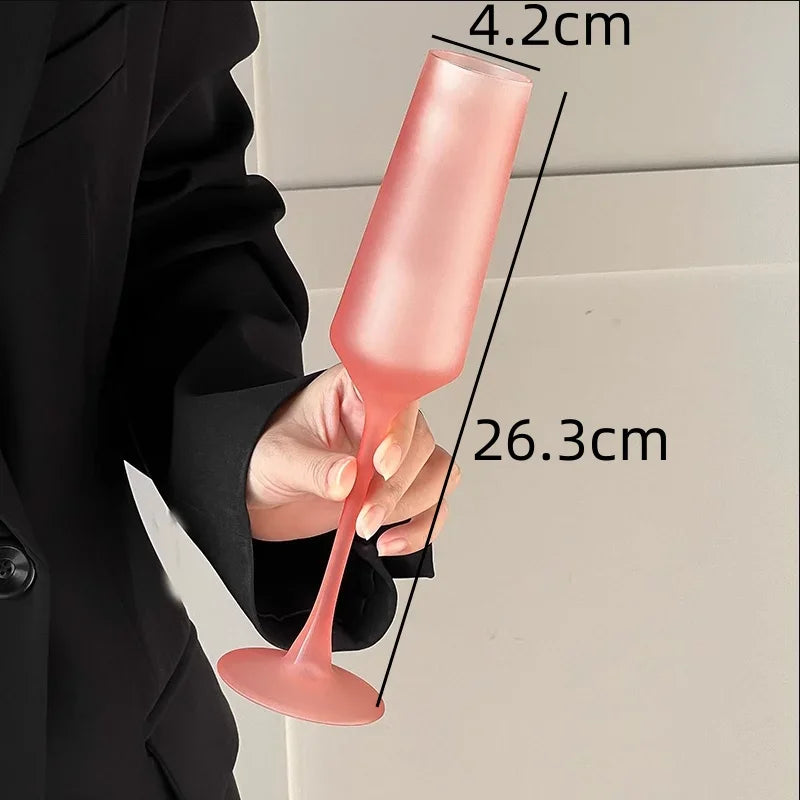 Taça Glamour de Vidro Fosco Rosa