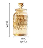 Garrafa De Armazenamento De Vidro Com Tampa, Recipiente Transparente Em Forma De Coração, Frasco De Armazenamento De Feijão De Café, Recipiente De Cozinha, Grande Capacidade, Âmbar