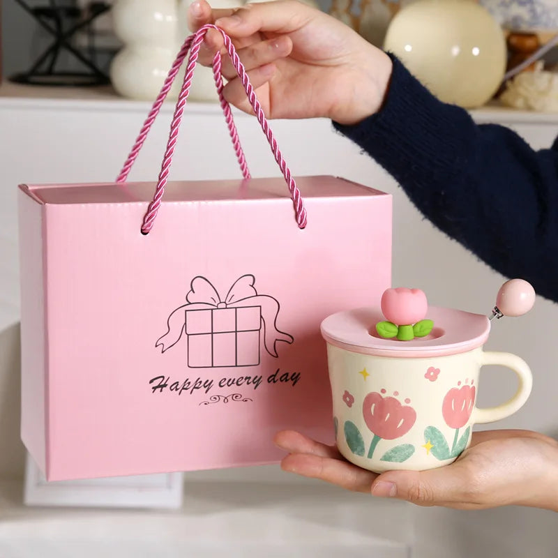 Caneca de Cerâmica com Design de Tulipa 300ml