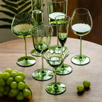 Taças de Cristal Verde Nórdico Retrô