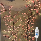 Flor de cerejeira 96 led usb ramo de árvore luzes rattan 8 modos colorido lâmpada corda dia dos namorados natal casamento decoração do quarto