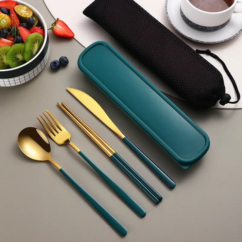 Conjunto Talheres Portátil em Inox 4 Pcs