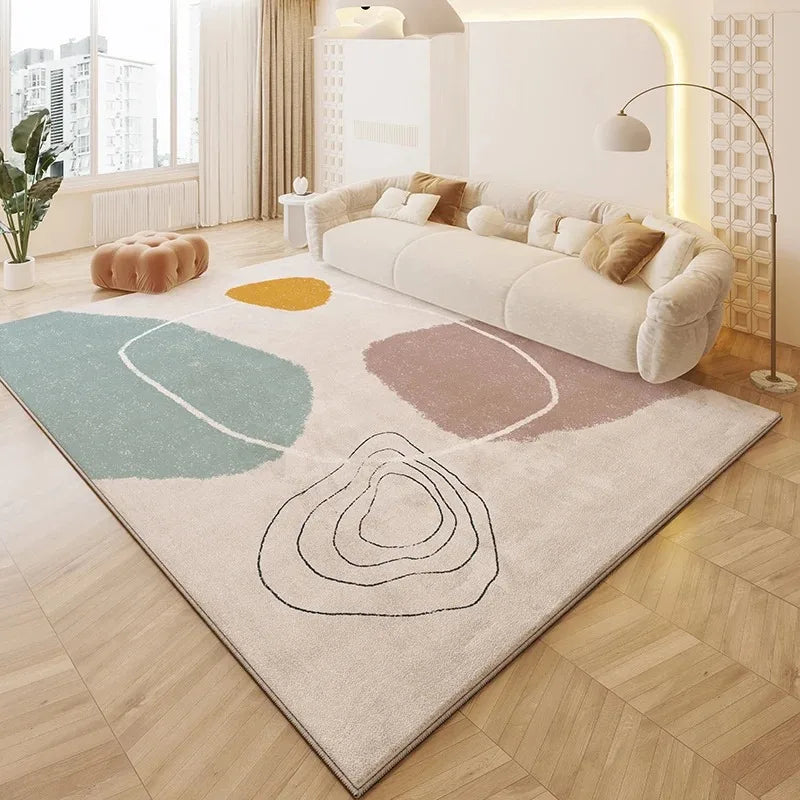 Tapete De Pelúcia De Forma Irregular De Cor Creme, Tapete Do Quarto Da Sala De Estar, Mesa De Café De Cabeceira Macia, Esteiras De Vestiário