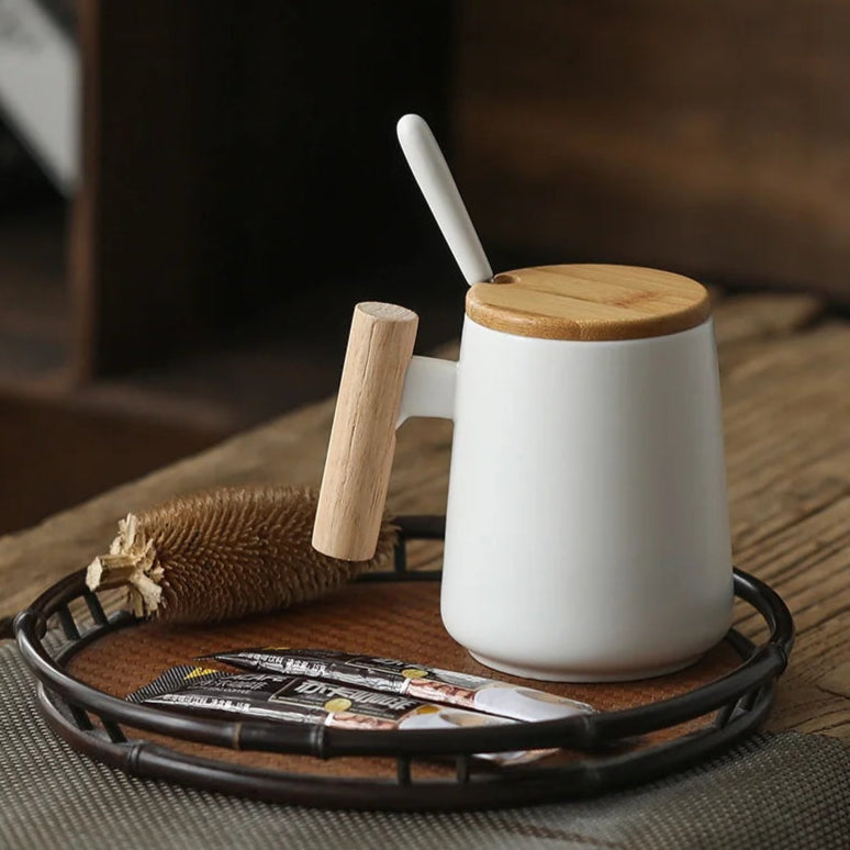 Caneca em Porcelana e Madeira - 400ml