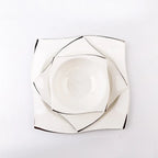 Jogo de Jantar em Porcelana Quadrada 3 Peças