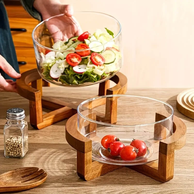 Saladeira com Base em Madeira