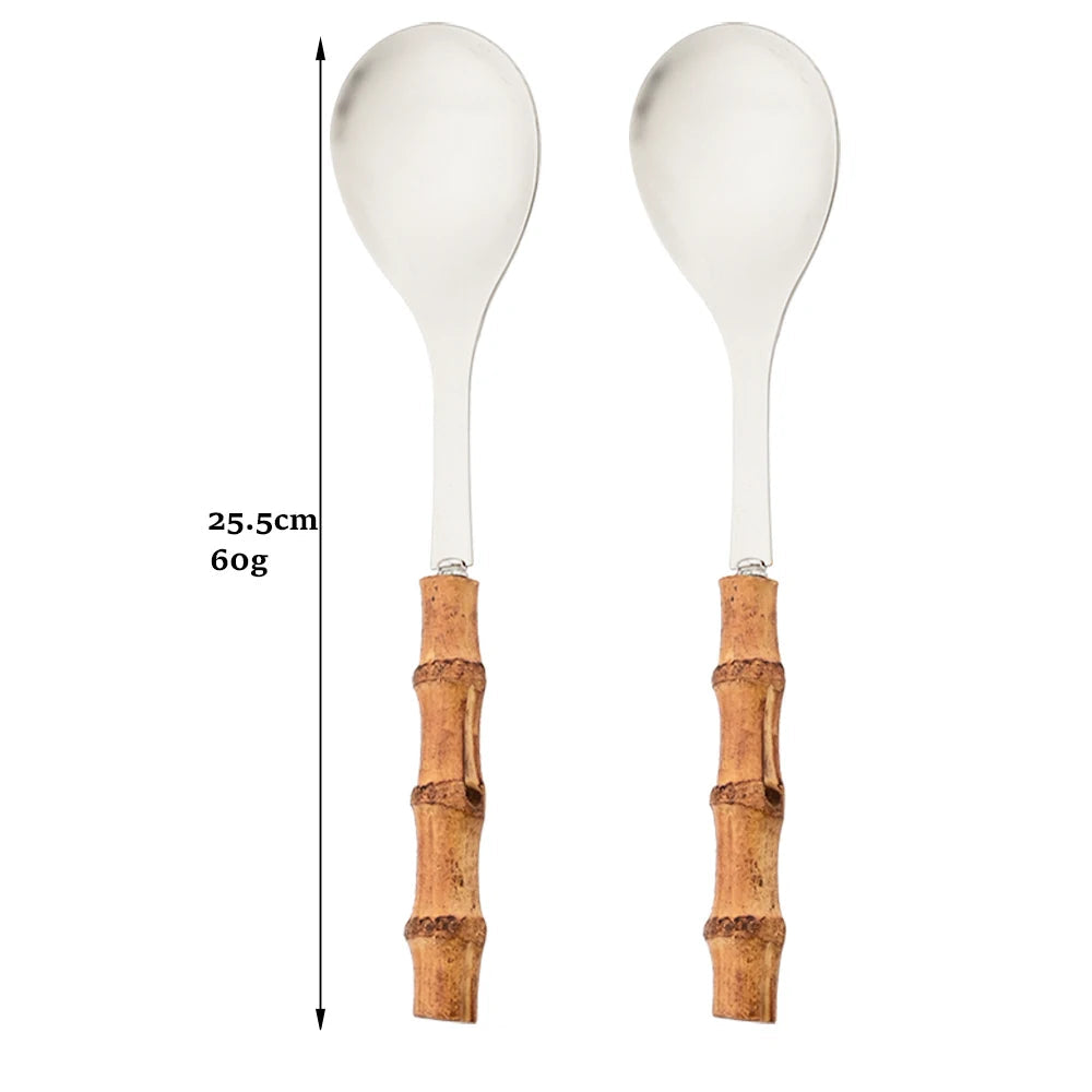 Kit Utensílios em Bambu e Inox - 2pcs