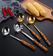 Utensílios em Inox com Cabo de Bambu - 7 Modelos