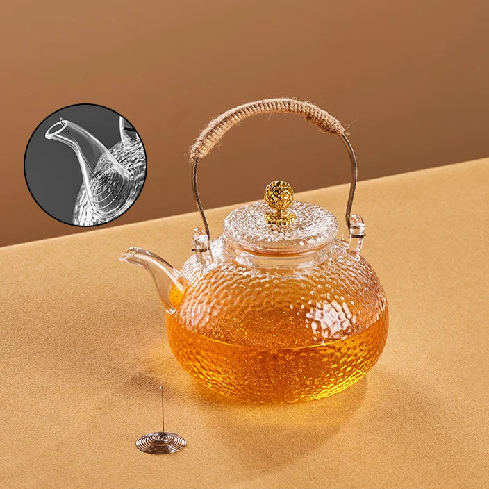 GIANXI Espessamento Bule De Vidro De Borosilicato Alto, Hammer Design Tea Pot, Casa Anti-escaldão trançado Hemp Rope Beam Teapot