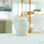 Pote para Especiarias em Porcelana com Detalhes Dourados Luxo