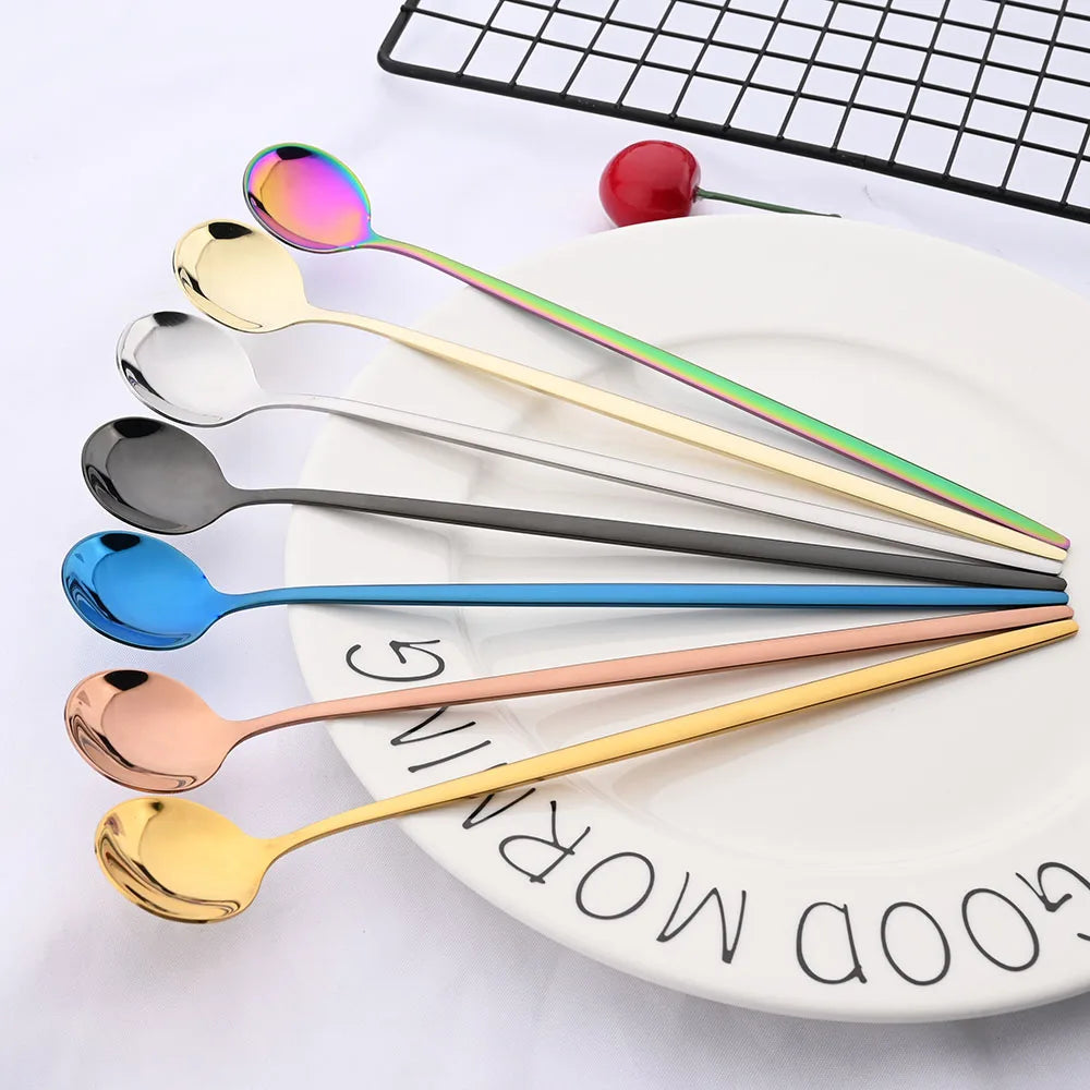Kit Colheres de Aço Inox com Cabo Longo - 10pcs