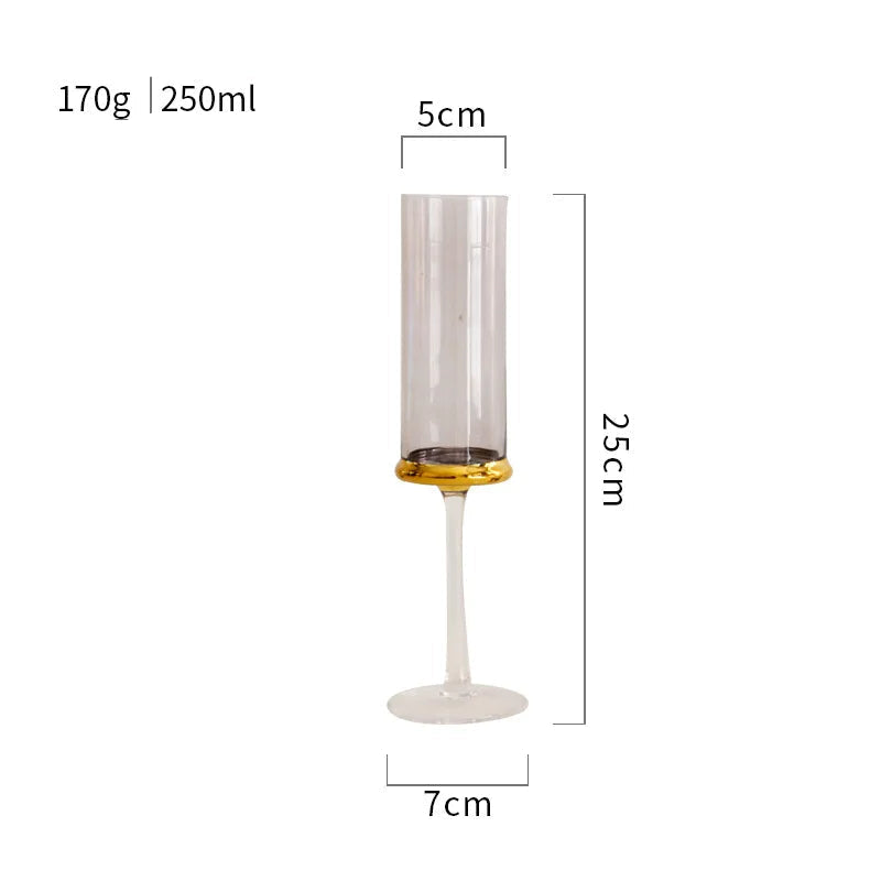 Vidro de vinho tinto dourado nórdico, vidro de cristal, champanhe, suco doméstico, copo de vinho, modelo de sala, bar, utensílios de bar