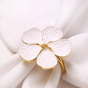 Conjunto Anéis de Guardanapo Flores Branca 4 Pcs